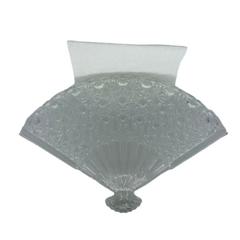 Vintage Cut Glass Fan Shaped Plate Dish Dessert Plate